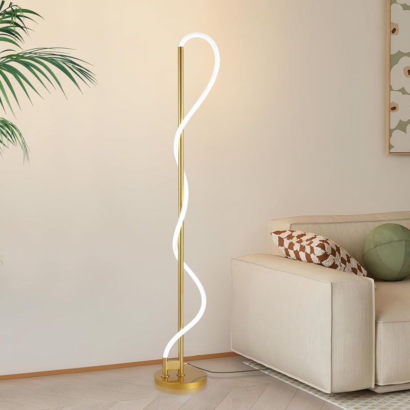 3-way Dimmble Led Floor Lamp For Living Room, Modern Flexible Metal Base Standing Lamp With Foot Switch, Gold