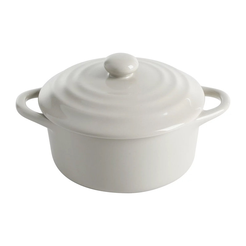Martha Stewart Stoneware Oval Mini Casserole Set with Lids, Sharkey Gray, 6.38" x 4.5"