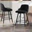 Tabouret de bar et de comptoir pivotant rembourré de 26 po / 29 po avec structure en métal solide et dossier en velours-28795499-28795501