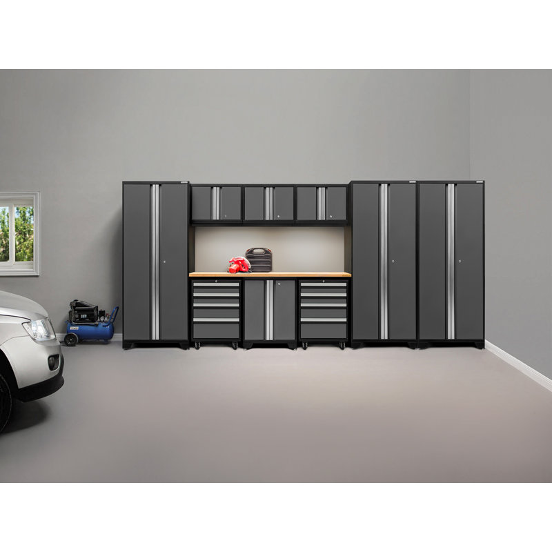 Système de rangement complet pour garage 10 pièces Bold Series, Bambou, gris
