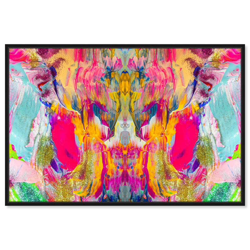 Symétrie - peinture sur toile à cadre flottant, H 24 po x l 36 po, Cadre flottant noir