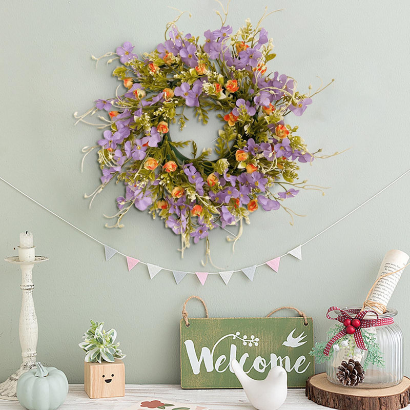 Spring Simulation Flower Wreath Door Decoration Large Wreath Pendant Door Ring