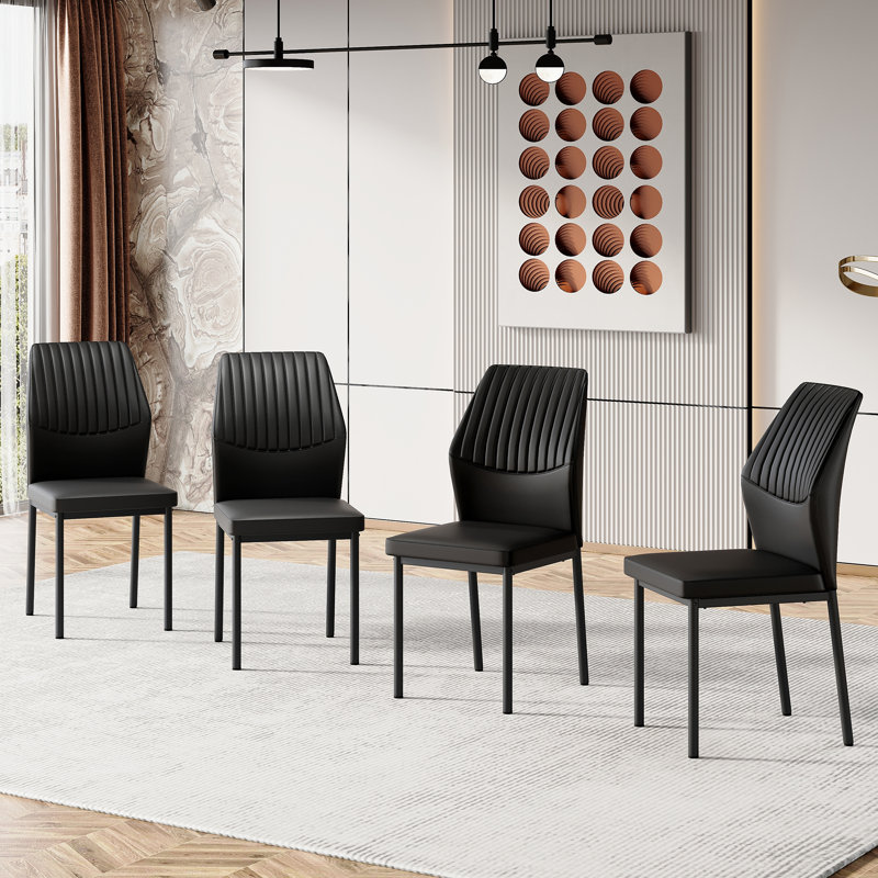 Ensemble de chaises de salle à manger moderne, 4, Noir, Noir