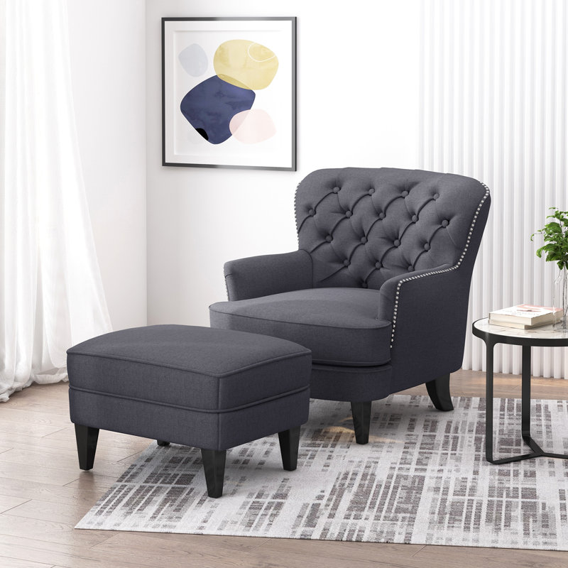 Fauteuil club + repose-pieds