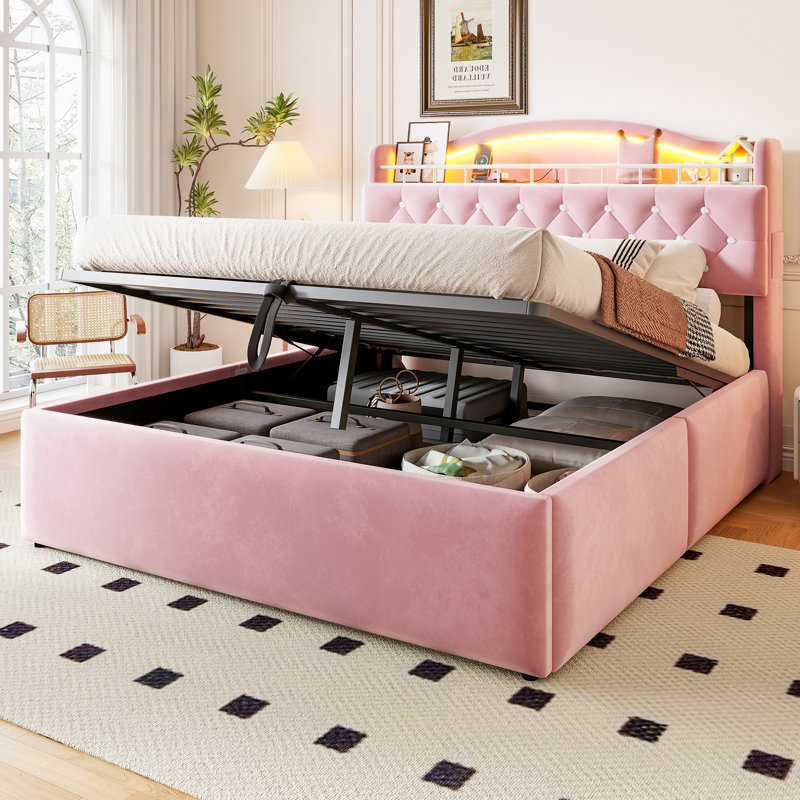 European Double (140 x 200 cm) Bed, Pink