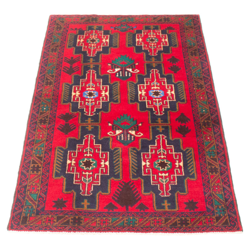 Tapis rouge Teimani 3 pi 6 po x 6 pi 3 po