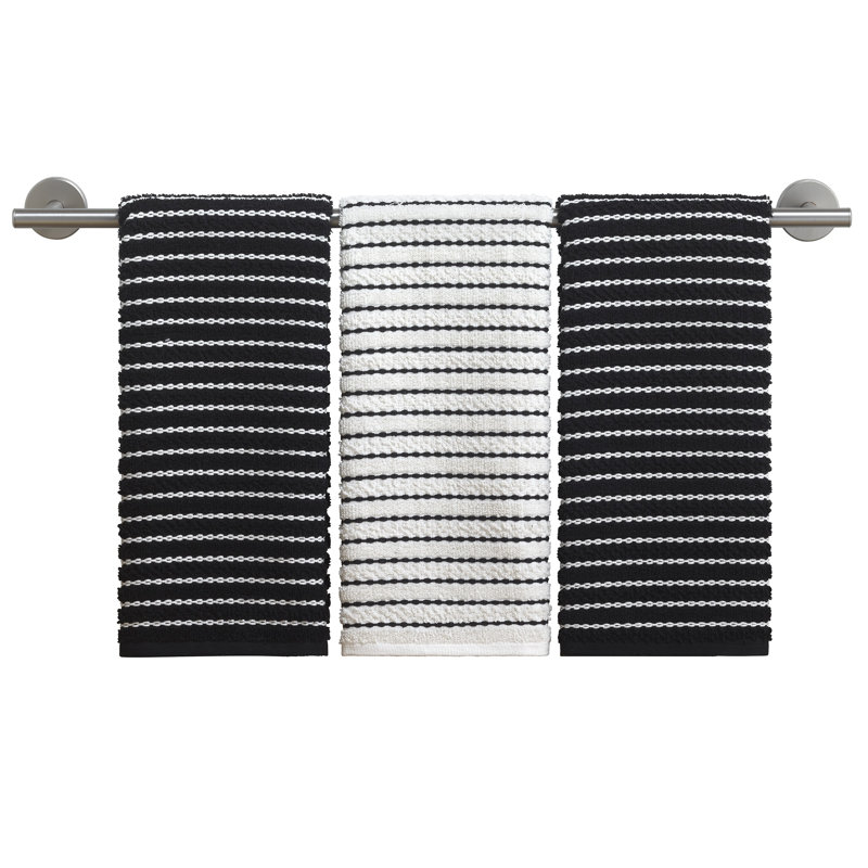 Izod Westport 3-Piece Kitchen Towel Set, Black