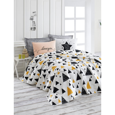 Cotton Geometric Shapes Coverlet