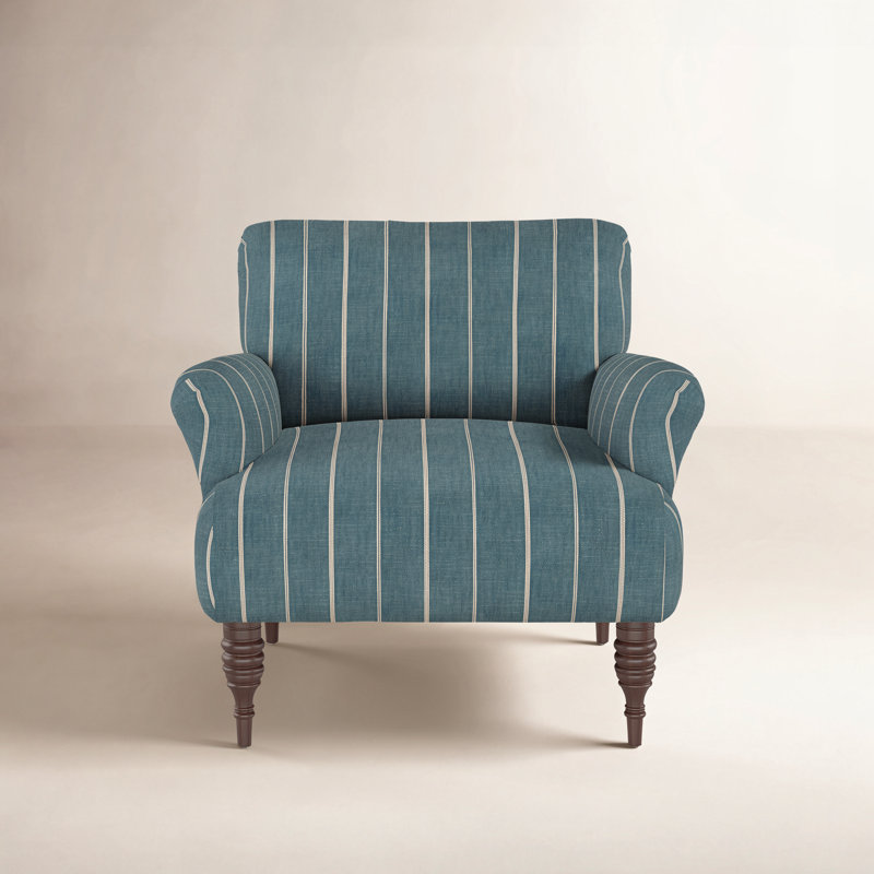 Allura Upholstered Armchair, Fritz Indigo Stripe