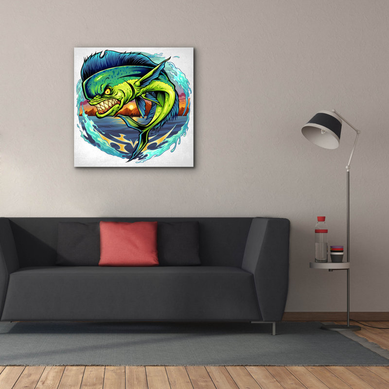 Burdge Angry MahiMahi sur toile, H 37 po x l 37 po x P 1,5 po