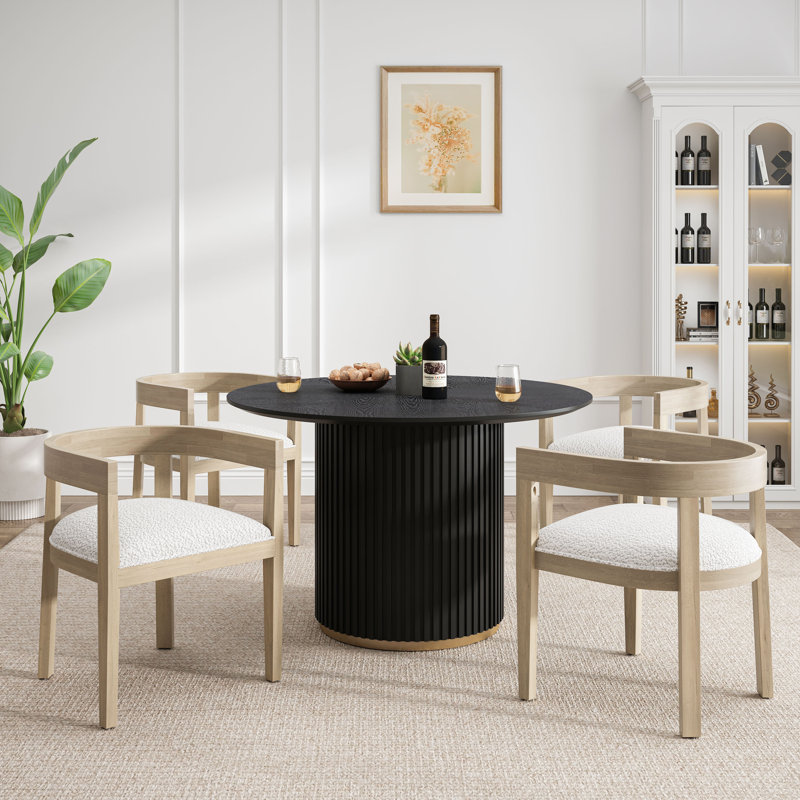 Astoria 5-Piece Round Pedestal Dining Set, Almond