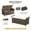 27 Gallon Patio Wicker Storage Bench, PE Rattan Outdoor Storage Box with Cushion and Handles, Brown+White