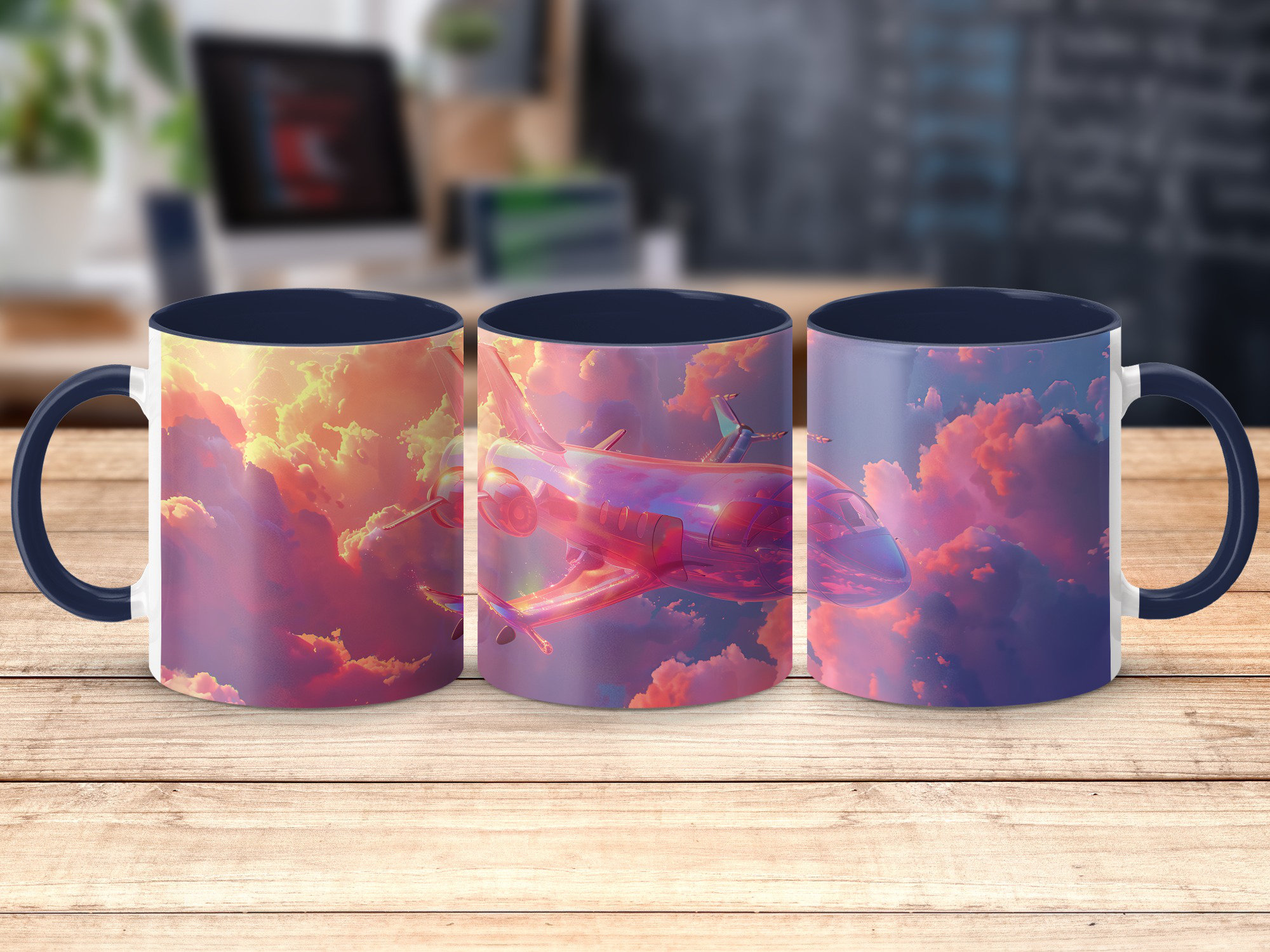 East Urban Home Colourful 3D Design 11oz Accent Mugs – White Ceramic ...
