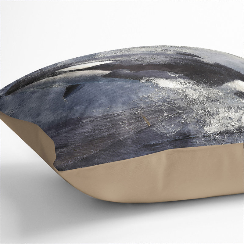 Killer Whale Painting Scatter Cushion with Filling, Stone, 40cm H x 40cm W x 15cm D