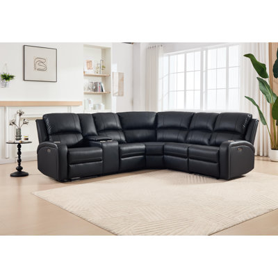 3-Piece Breathable Leather Power Reclining Sectional, Home Theater Couch With Storage, Cup Holder & LED