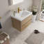 Meuble-lavabo mural 30 po avec lavabo, meuble de rangement flottant avec comptoir en résine de pierre et tiroirs à fermeture en douceur, chêne naturel 24V15-30NOX2