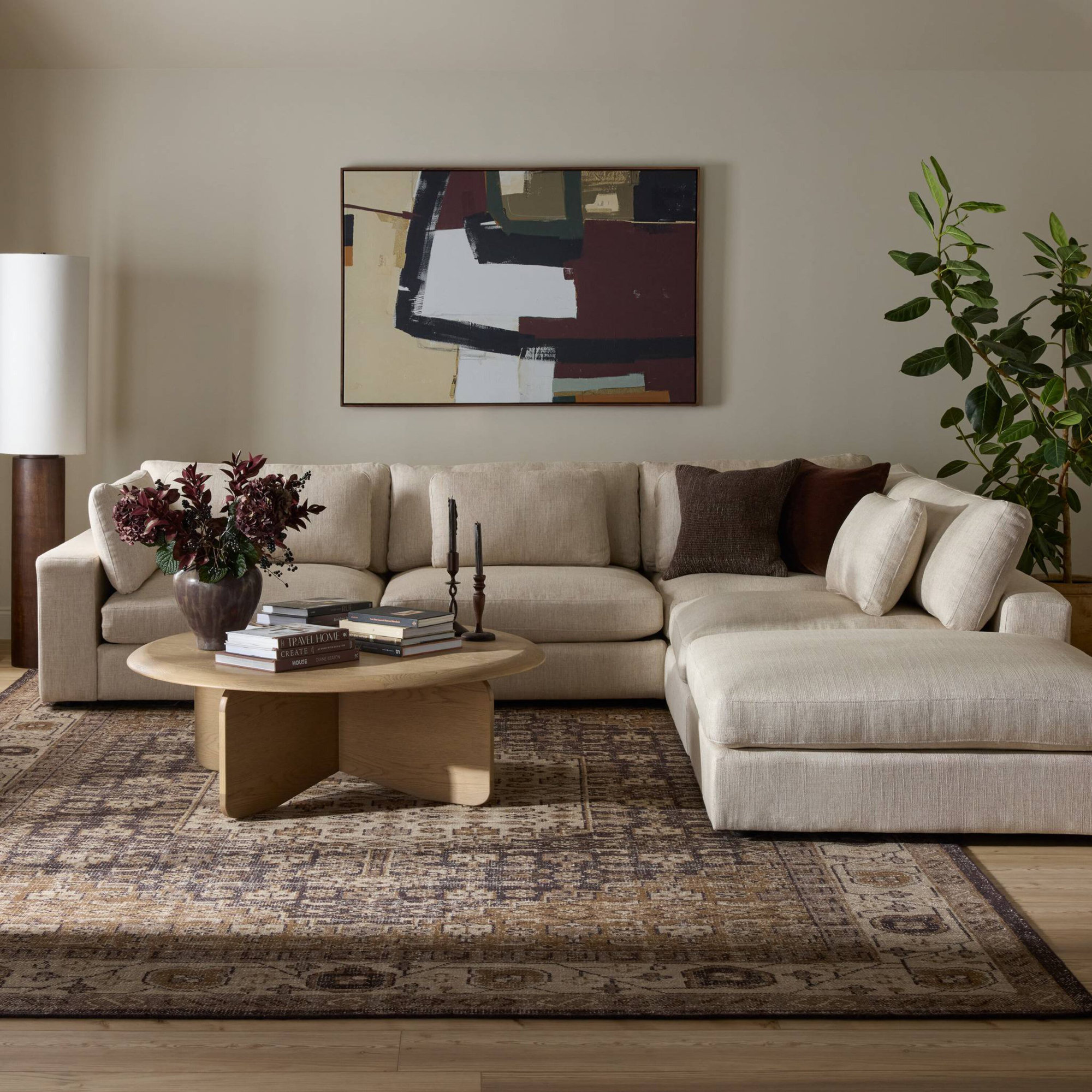 Bridgette 5 - Piece Upholstered Modular Sectional, Right Arm Facing, Essence Natural