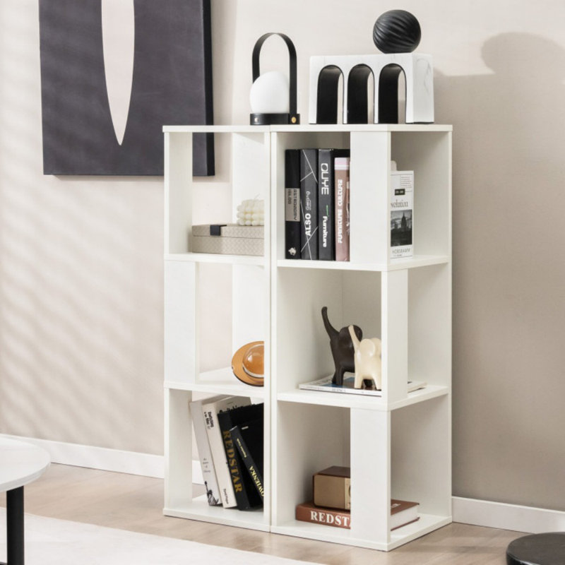 Bibliothèque autoportante à 3 niveaux et 6 cubes avec dispositif anti-basculement