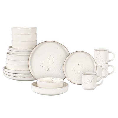 HomeVSS Euro-Nordic Rising-Rim Matte Glaze with Speckle Effect 20-Piece Stoneware Dinnerware Set, Service for 4