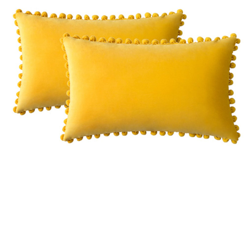 Housse de coussin en velours, Carré 18 po, Jaune, Housse de coussin seulement - sans coussin