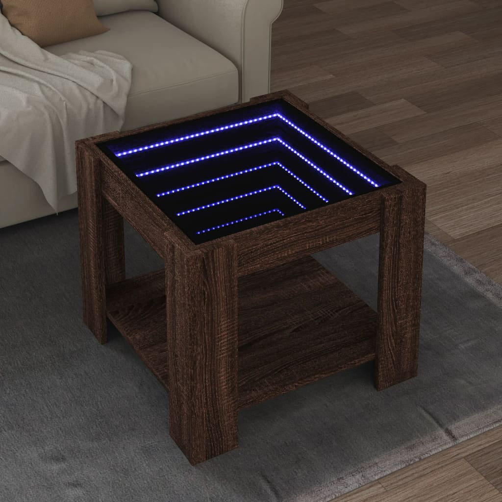 Vidaxl LED-Couchtisch Räuchereiche 53X53x45 cm Holzwerkstoff