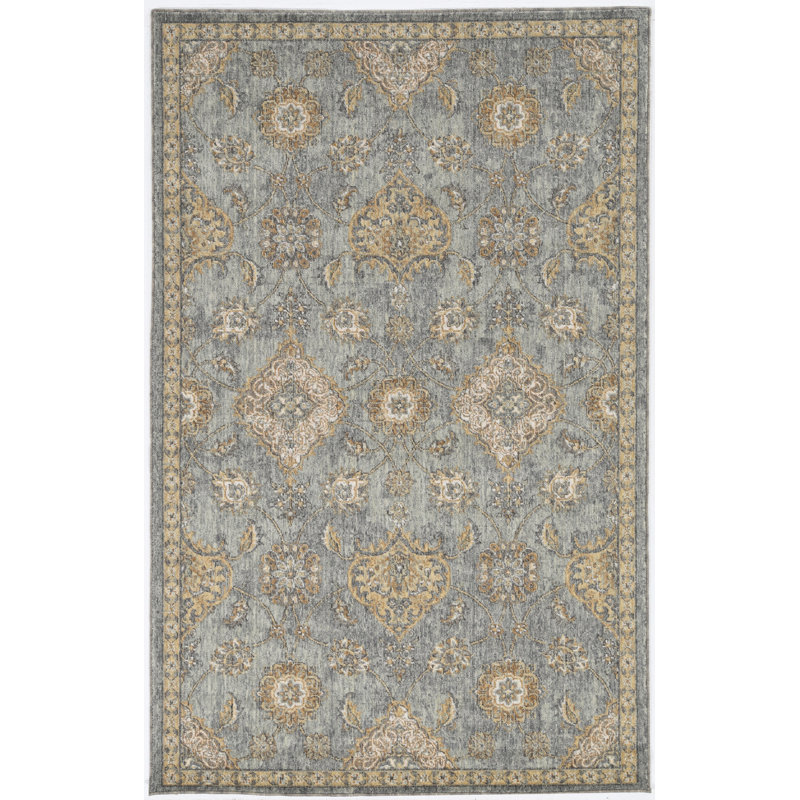 Bodily Oriental Wool Sage Green Area Rug, Rectangle 2'3" x 3'3"