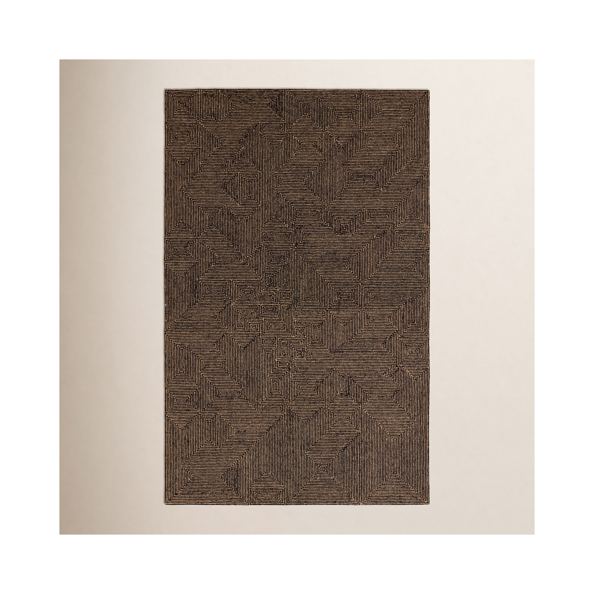 Alaska Handmade Tan/Black Rug, Rectangle 10' x 14'