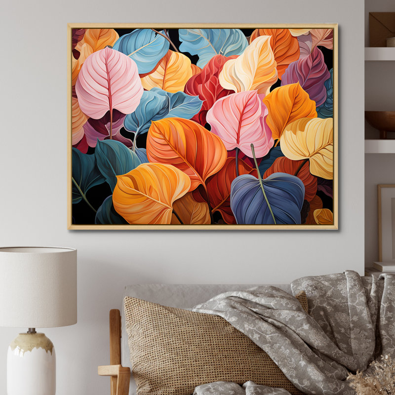 «Colorful Pastel Vibrant Foliage III», reproduction sur toile, Cadre naturel flottant, H 16 po x l 32 po x P 1 po