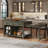 Retro Extendable Kitchen Island With Storage – Multi-functional Cart On Wheels, Built-in Power Outlets/usb Ports, 3 Drawers + Open Shelves, 2 Colors (espresso+natural/gray) For Kitchen Meal Prep/entertaining-2251831