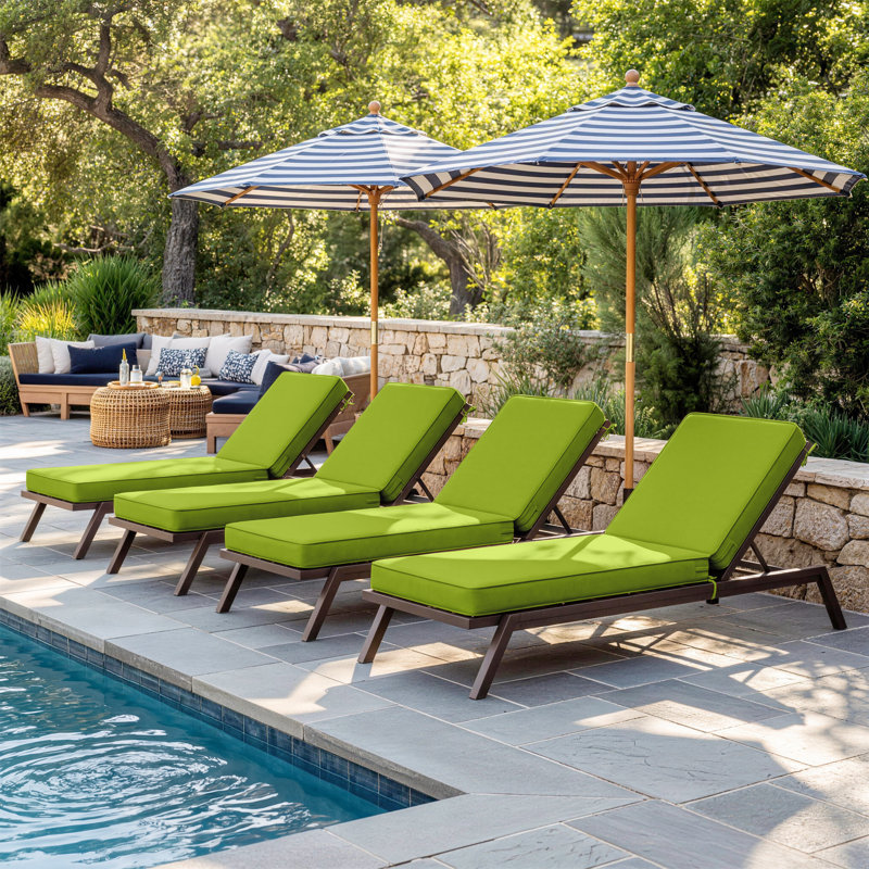 Coussins de chaise longue d'extérieur 4 po l 21 po x L 72 po (ensemble de 4), 4, L 21 po x P 72 po, Vert gazon
