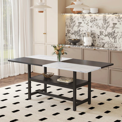 Table de salle à manger de 71 pouces à deux couleurs, un choix pratique pour ajouter de la couleur à la maison. La rendant parfaite pour les réunions de famille et les fêtes entre amis. Pieds de table en métal noir pulvérisé.