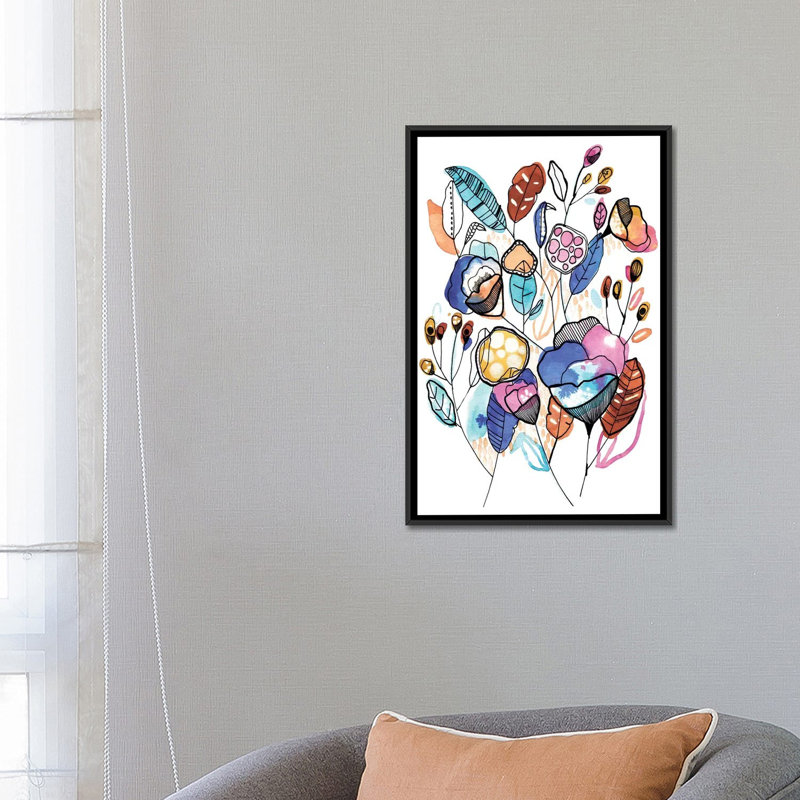 « bouquet », impression sur toile, H 60 po x l 40po x P 1,5 po, Toile avec cadre noir, Pas de tapis