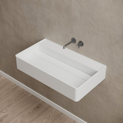 MonBlari 31.5" X 18" Rectangle Solid Surface Wall Mount Sink Matte White