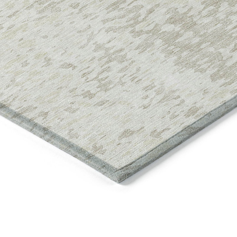 Tapis extérieur lavable abstrait ivoire et beige 8 pi x 10 pi