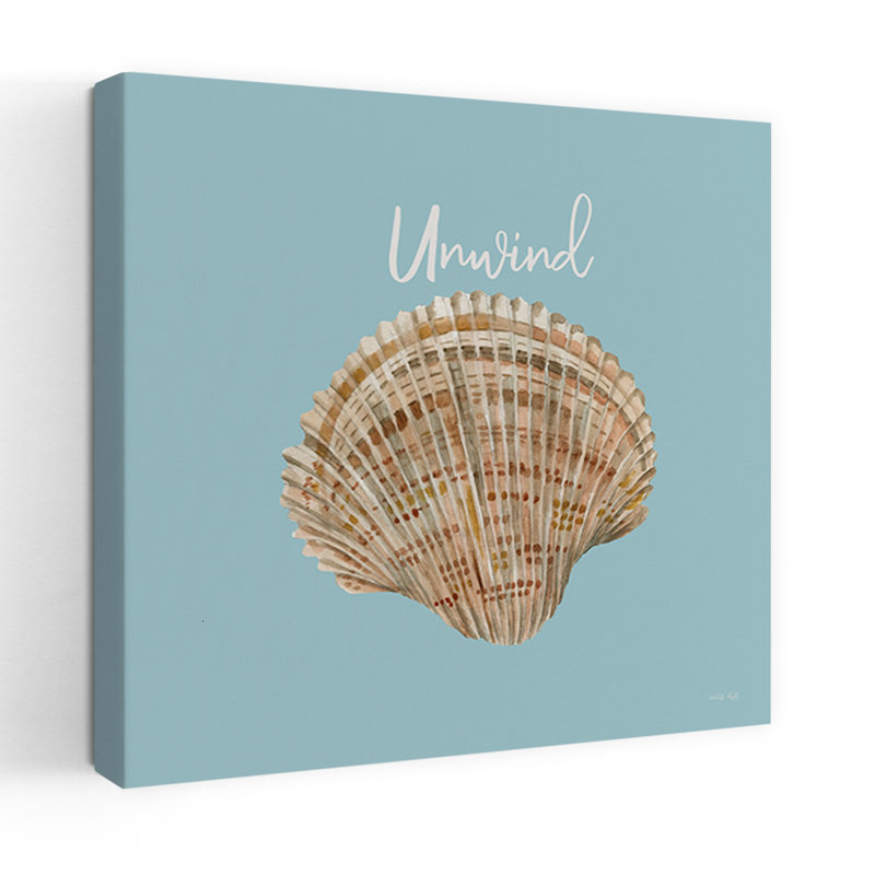 «Unwind Seashell», art abstrait de paysage côtier, H 36 po x l 36 po