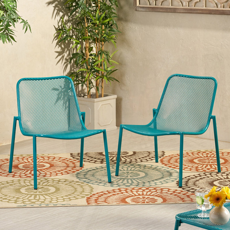 Outdoor Iron Chair, Teal