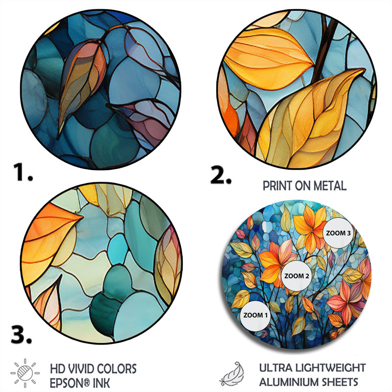 Mosaïque colorée I - Art abstrait rond en métal, H 23 po x l 23 po