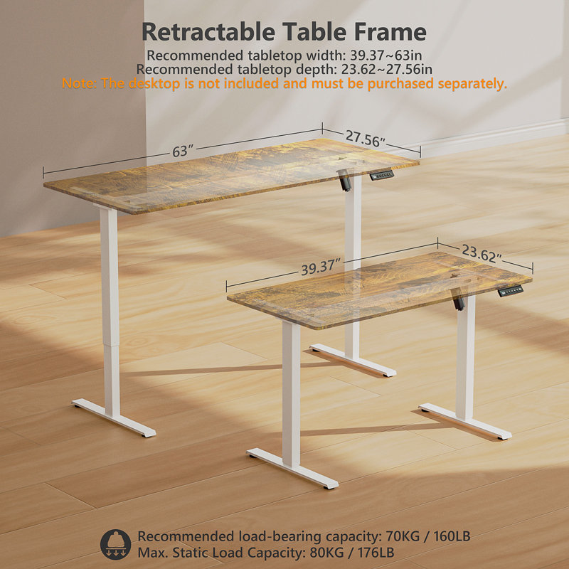 Essential Electric Height Adjustable Standing Desk Frame, White