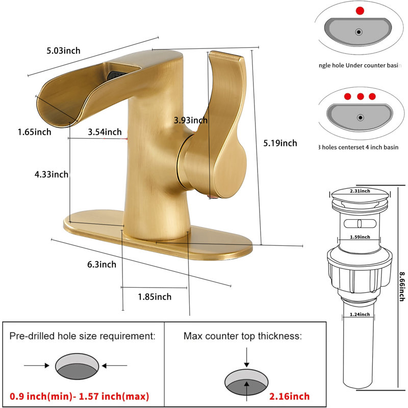 Bathroom Faucet, Gold