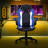 Faux Leather Chair with Floor Protector Mat Set, PU Computer Gaming Racer Seat with Flip-Up Handrail-1631140340