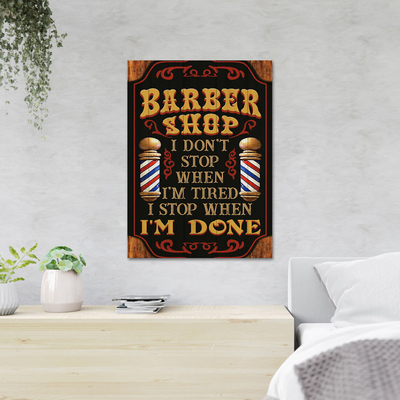 Affiche Barber Shop - I Don’T Stop When I'm Tired - 1 pièce, impression sur toile tendue, H 36 po x l 24 po x P 2 po