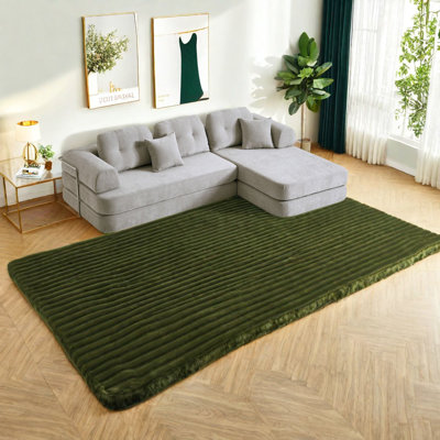 Canapés modulaires spacieux, revêtement en chenille, design de maison moderne