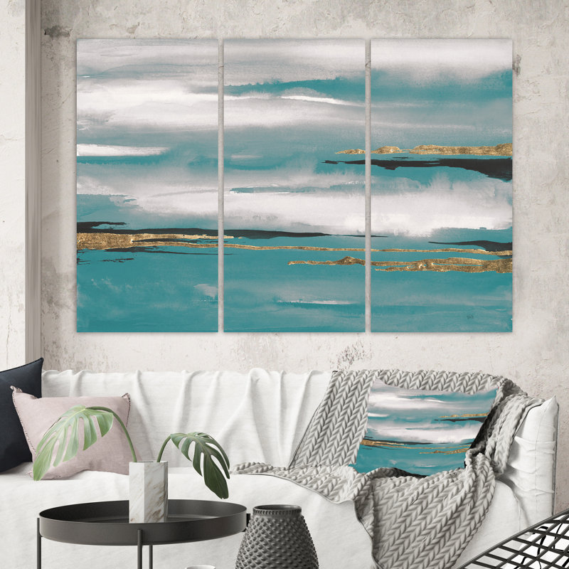 « glam bleu aquarelle ii », reproduction d’image multi-pièces sur toile, H 40 po x l 60 po x P 1 po