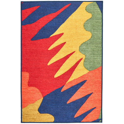Graphic Multi Machine Washable Rug