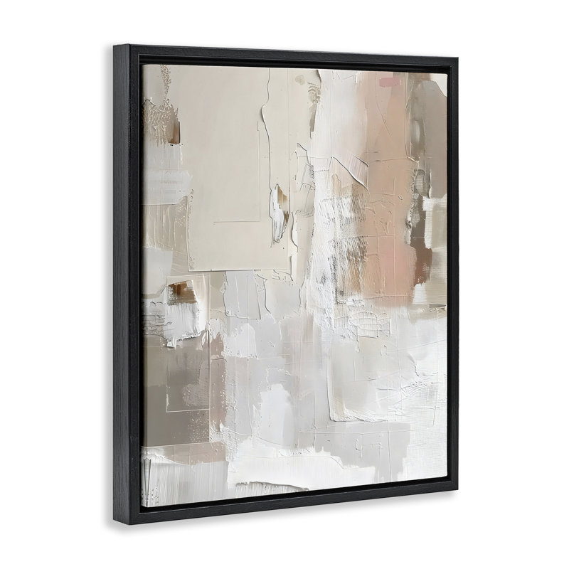 Cadre flottant abstrait Blush & Neutrals, design par Riley B, Cadre flottant noir de jais, H 21 po x l 17 po