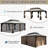 14X24ft Brown Outdoor Gazebo - Galvanized Steel Roof, Aluminum Frame, Built-In Gutter, Curtain And Netting For Patio Garden Deck With Roof. Gutter System,
