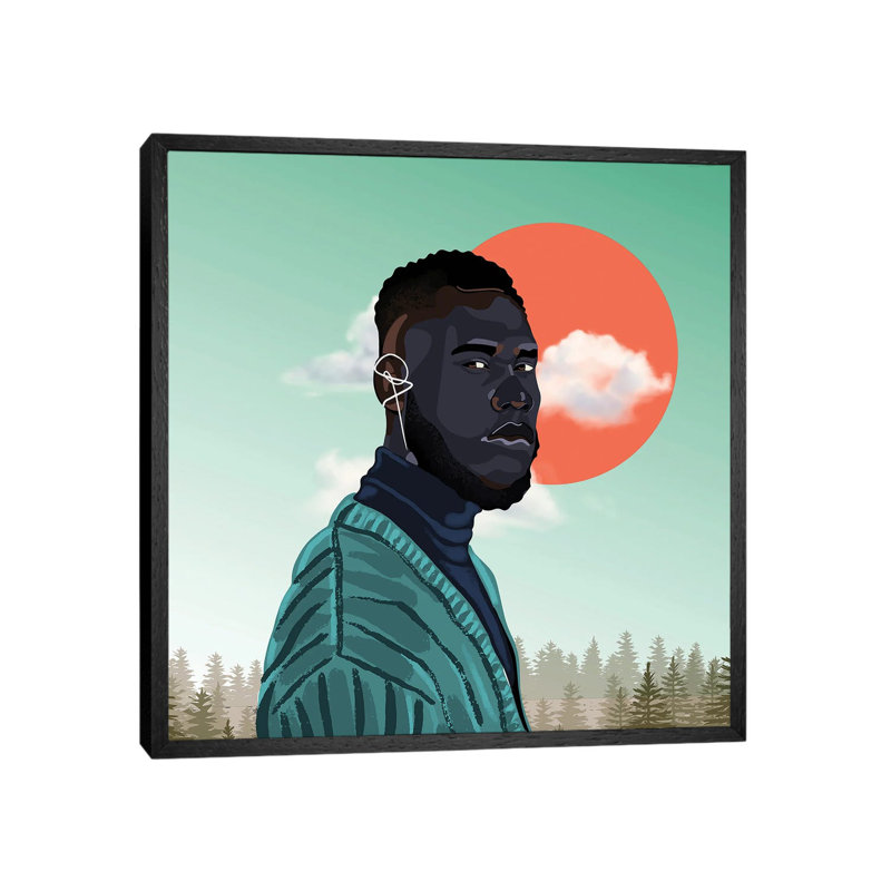 James - Print on Canvas, 93.98 cm H x 93.98 cm W, Black Framed