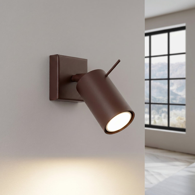 Wall lamp RING white with a switch, 8x16x8 cm, Brown