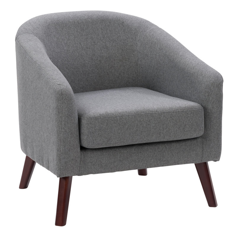 Halimatou Upholstered Barrel Chair, Gray Polyester