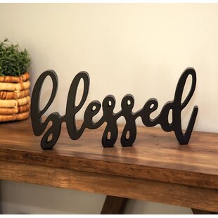 4 x 36 'Blessed' Wood Beaded House Block Letter Tabletop Decor